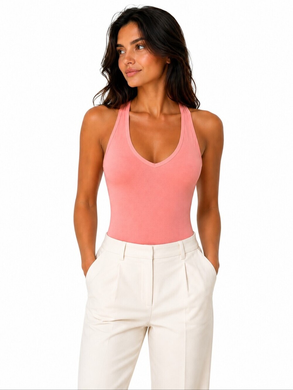 TNA Neon Peach/Orange Thong Bodysuit Size Small | Sleeveless Tank